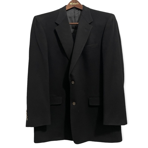 Hart Schaffner Marx Blazer Jacket 100% Cashmere Black Mens Coat 44 - Picture 1 of 13